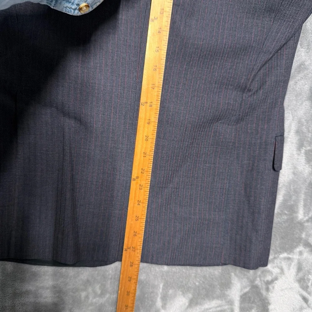 Vtg Sullivan Woolley Savile‎ Row Bespoke Blazer Mens 38 Gray Red Pinstripe Wool